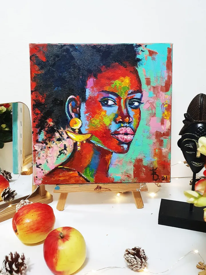 African woman oil painting