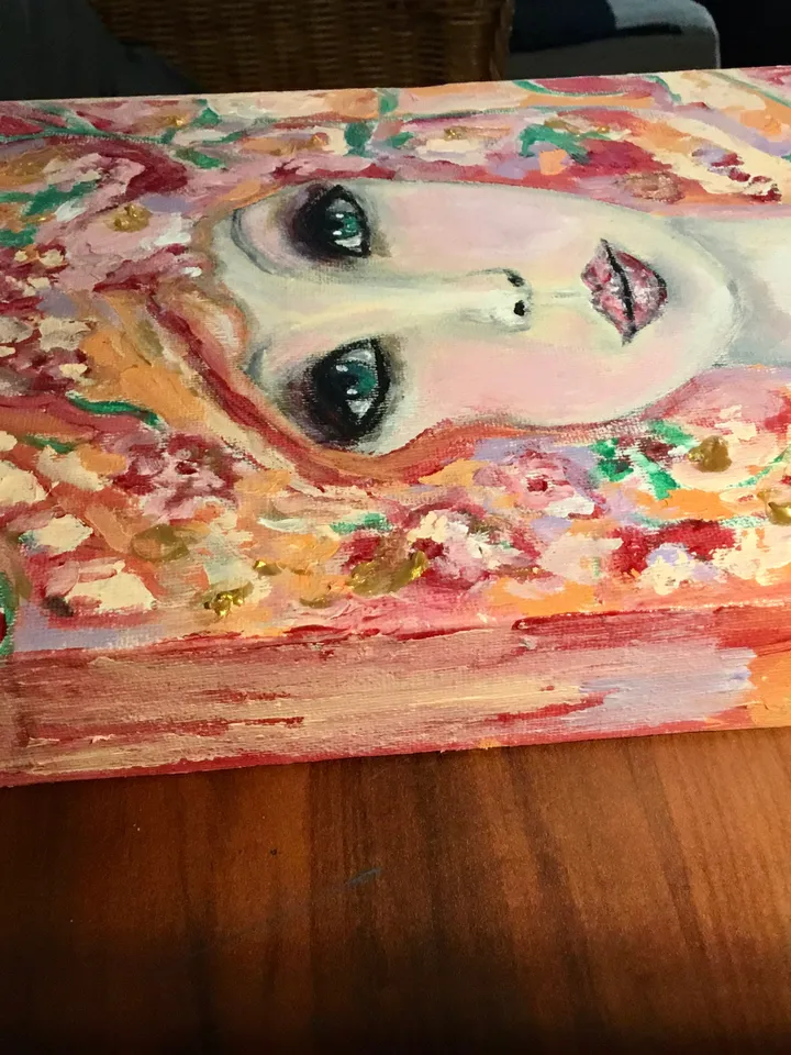 Sofia doll,original acrylic painting on 3 d canvas,fantasy dolls painting,fairytales,young woman painting,unique gift,home decoration