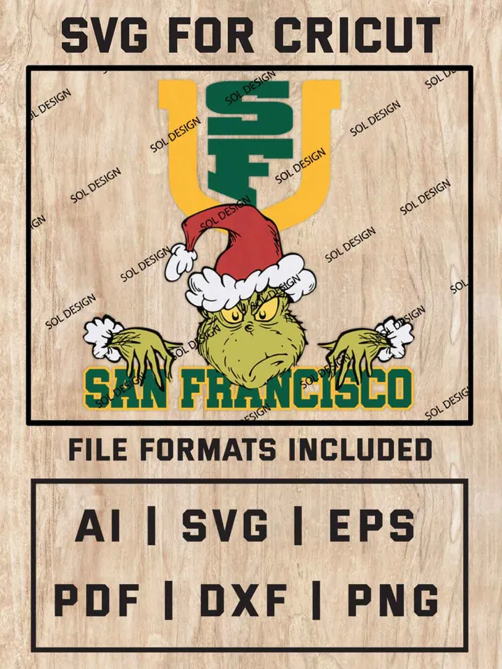 Grinch San Francisco Dons SVG, NCAA SVG Design, NCAA San Francisco Dons SVG, NCAA San Francisco Team Cricut, Christmas Svg, Grinch svg, Digital Download