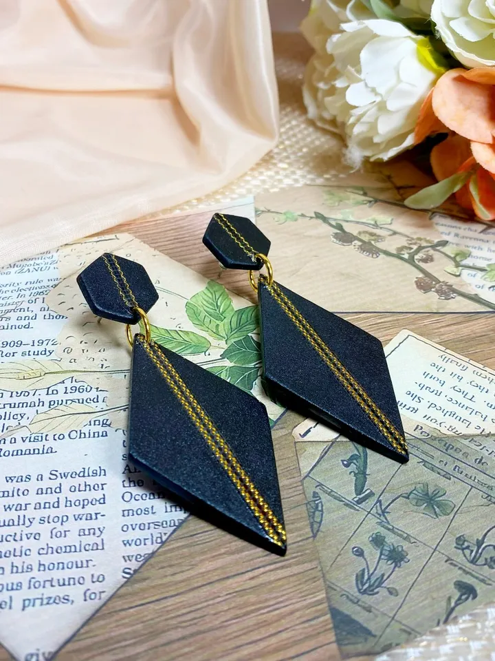 Handmade matte black earrings.