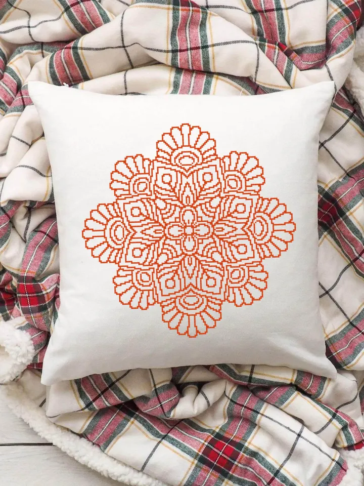 Mandala cross stitch pattern download PDF Modern quick cross stitch Monochrome cross stitch Flower mandala digital beginner stitch #M142