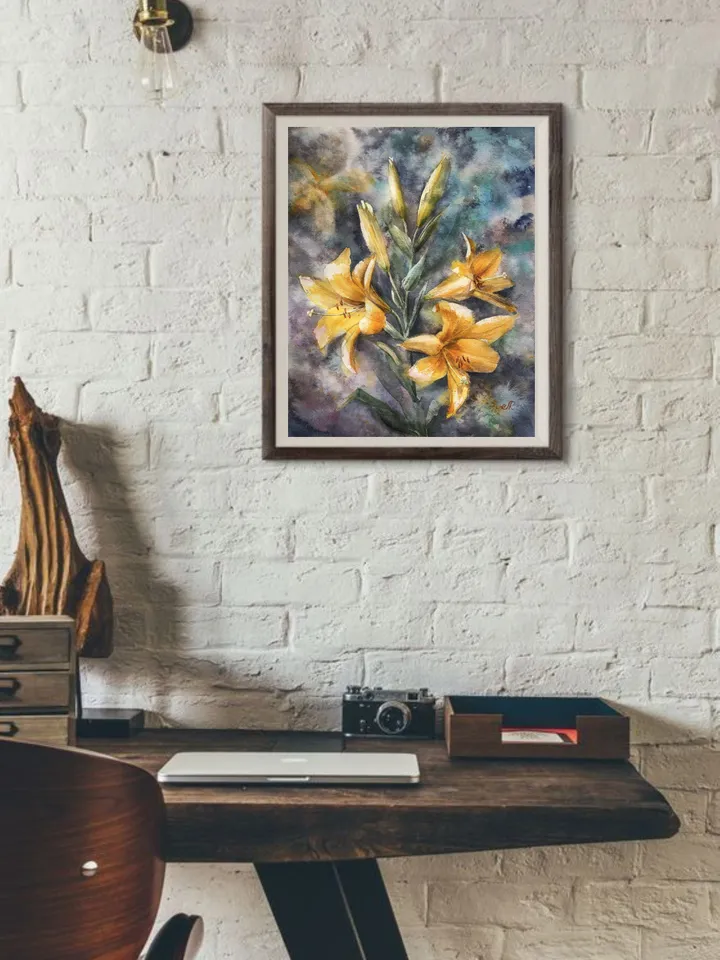 Lily Painting Flowers Original Watercolor Artwork