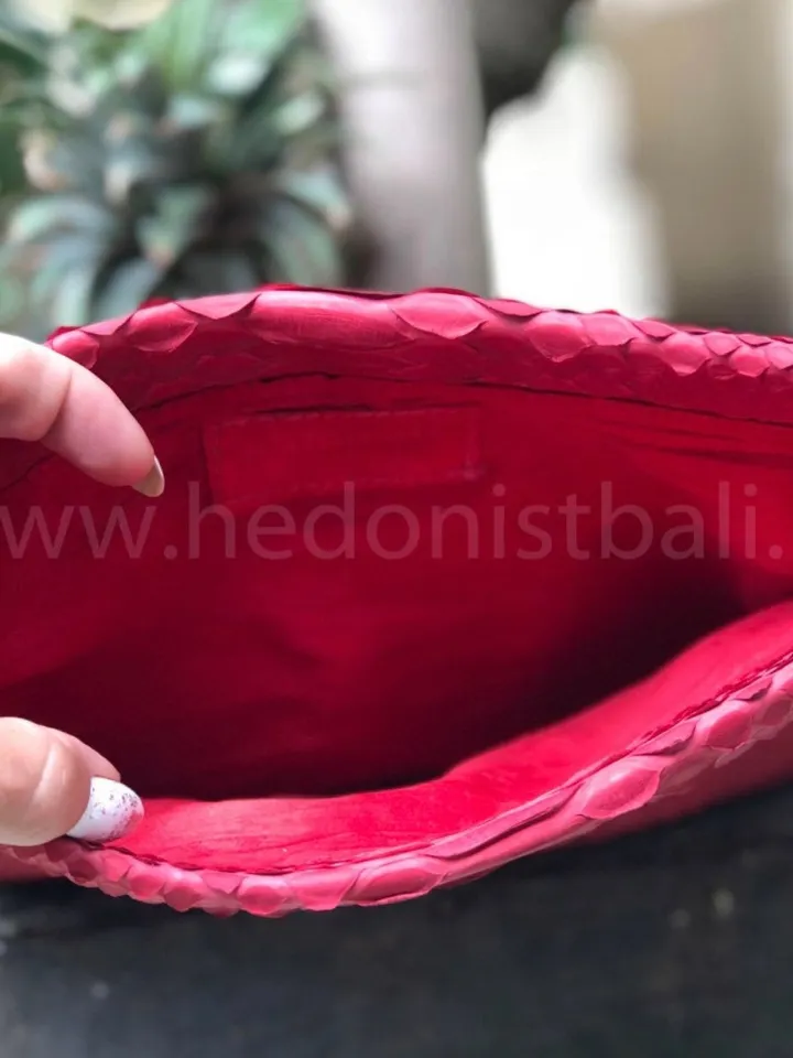 Genuine Python Skin Envelope Red Clutch | Exotic Leather Bags | Small Classy Handmade Clutch | Flat women Elegant Evening Clutch| Snake Bag