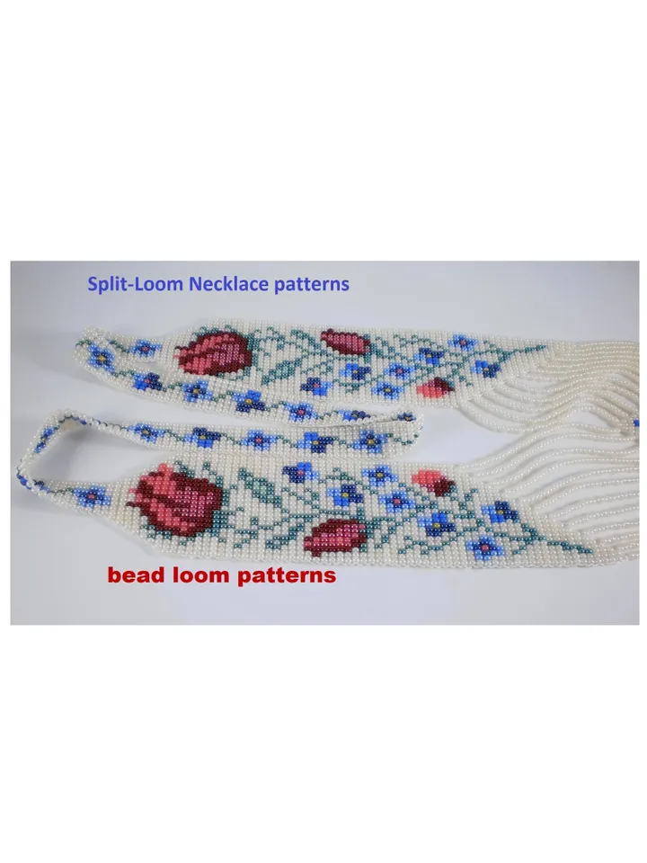 Bead loom patterns, schemes for a Gerdan-Split-Loom Necklace, Beading Loom only Pattern, Instant Download, PDF