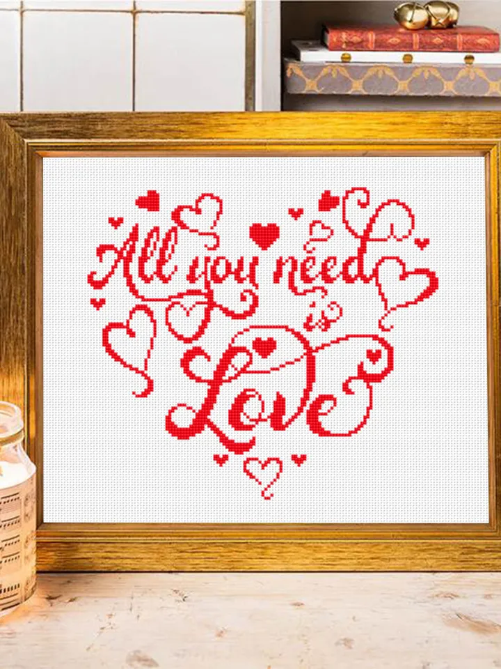Valentine's day cross stitch pattern download PDF Love quotes cross stitch, Love lettering embroidery beginners heart shaped, Home decor #V5