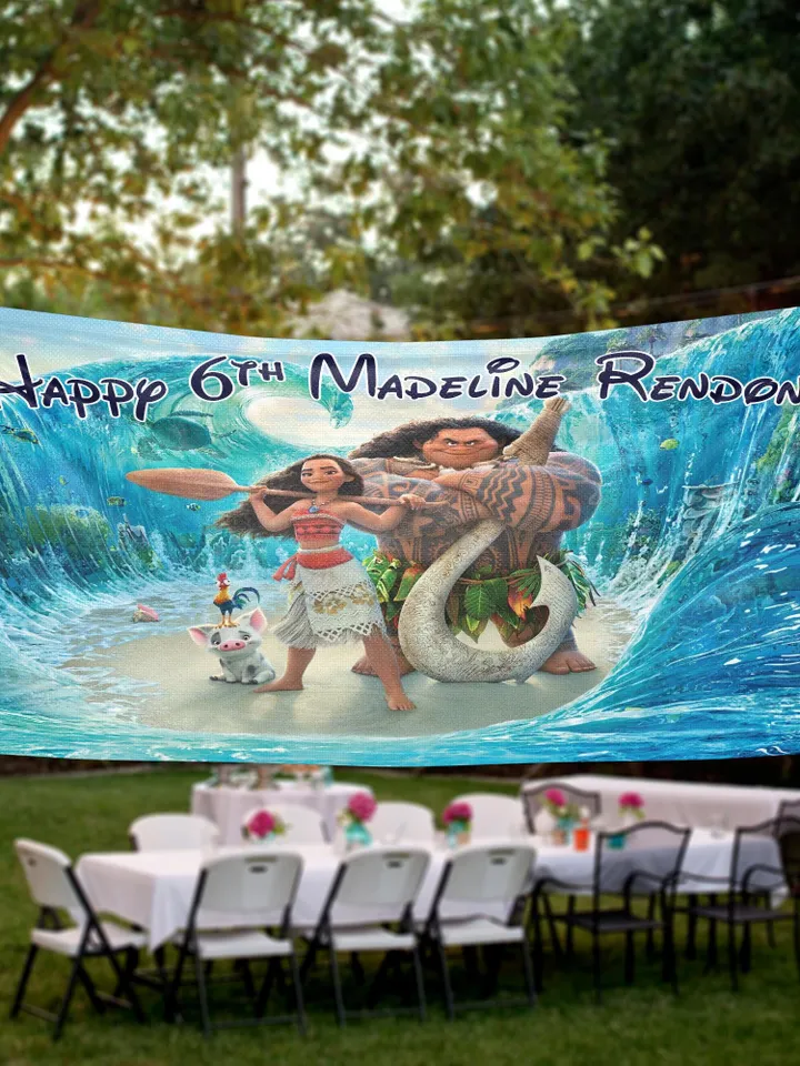 Moana Birthday Banner Personalized Party Backdrop Decoration ikban15
