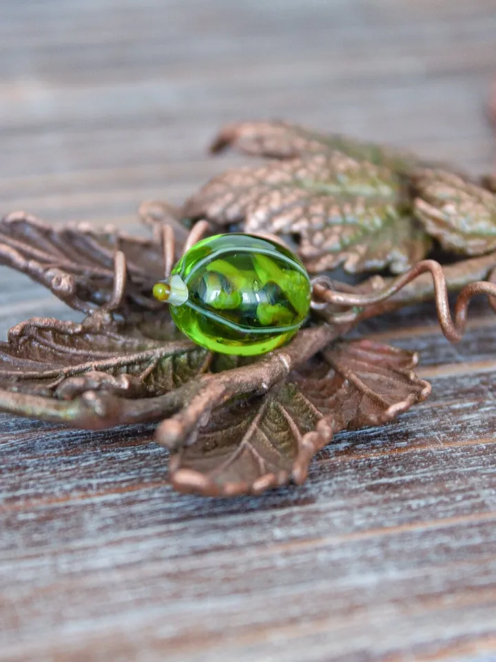 Unique handmade copper pendant made of nature leaves in a single copy, original gift
