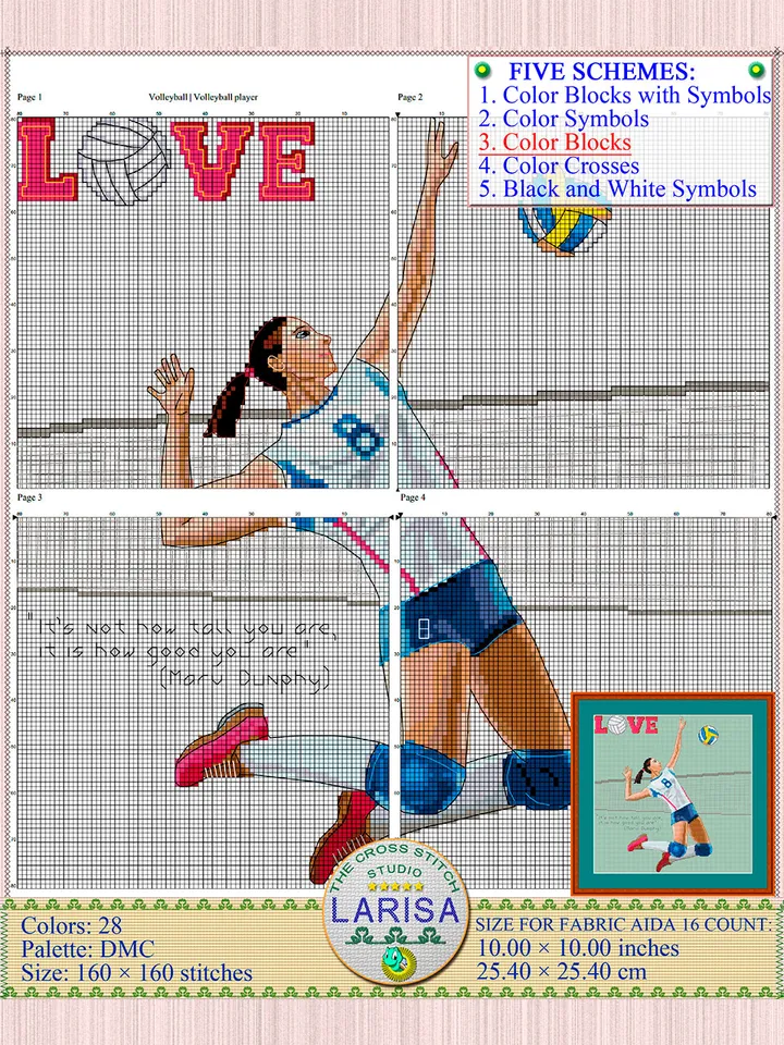 Volleyball Cross Stitch Pattern | Volleyball player