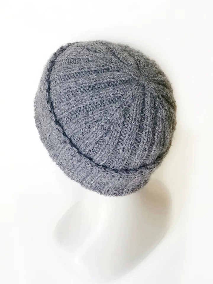 Handmade Grey Men's Beanie with Cuff - Luxuriously Warm Merino-Alpaca Blend Knit Hat, Handcrafted Warm Winter Wool Cap. FREE SHIPPING!