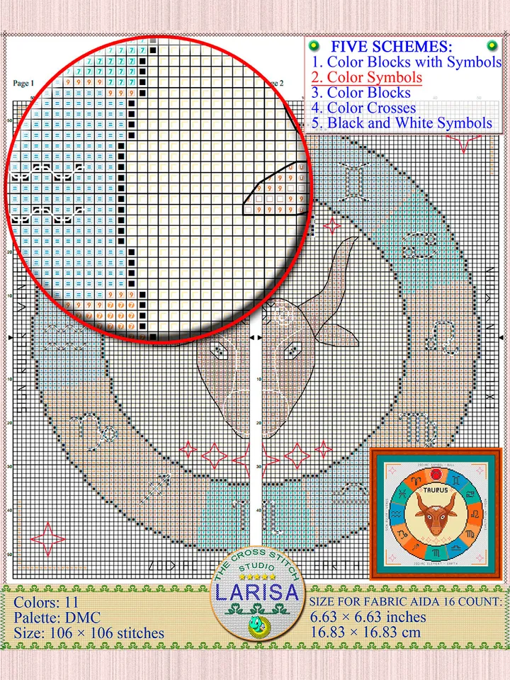Taurus Cross Stitch Pattern | Taurus Zodiac Sign