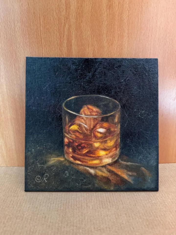 Whiskey Original Painting Glass of Whiskey Art Cocktail Painting Drinks Wall Art