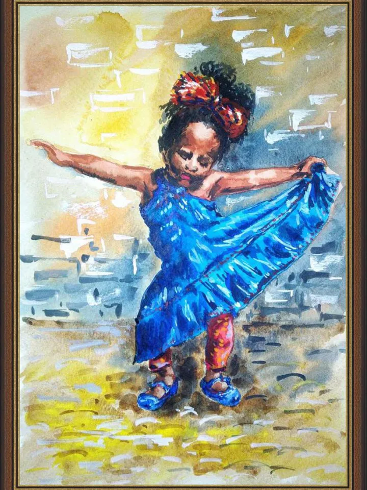 Ballerina Painting Black African Queen Original Art Figurative Painting Watercolor Art 11 by 8 by TatianaArtShop