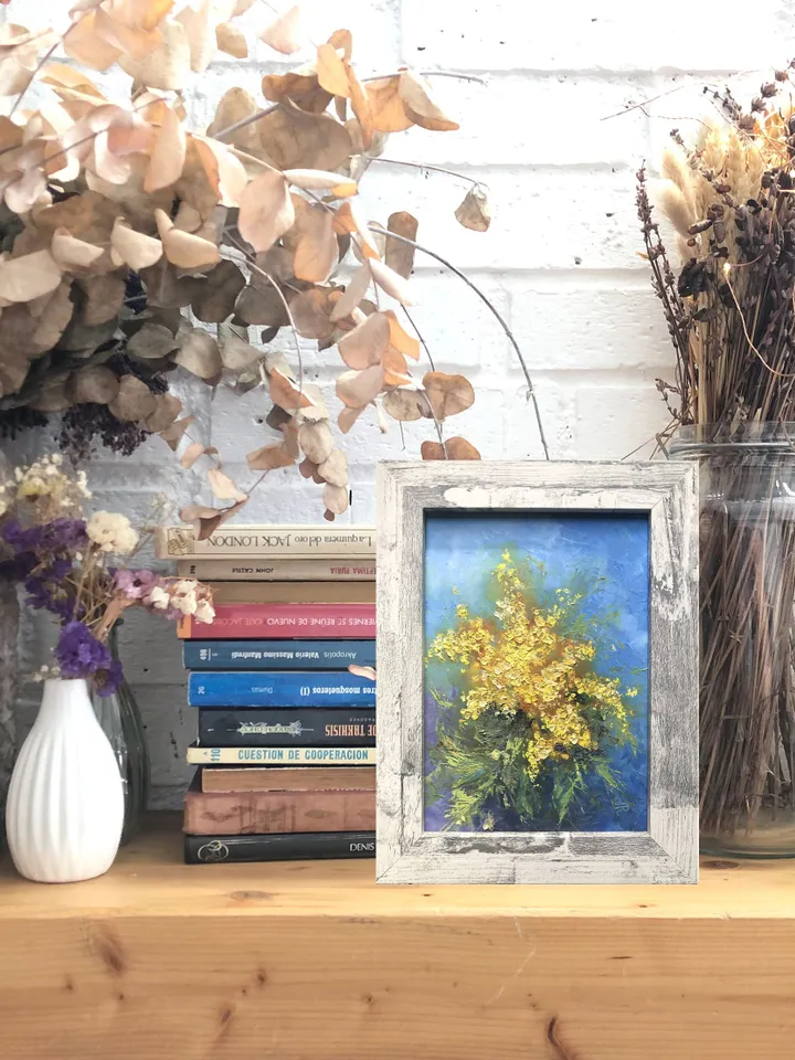 Flowers Painting Original Framed Floral Oil Painting Kitchen Still life