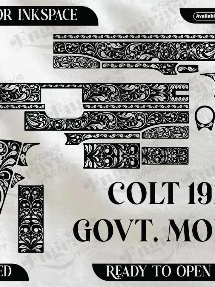 COLT 1911 GOVERNMENT MODEL Design,lasercut,laserengraving,fiberlaser,engravingfiles