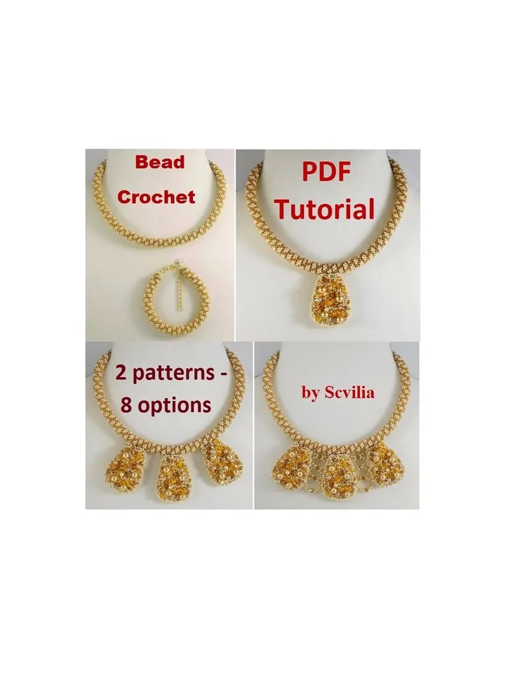 Bead crochet rope pattern for beading «Shine» necklace and bracelet, Tutorial Necklace DIY,beaded necklace, bead crocheting,PDF patterns