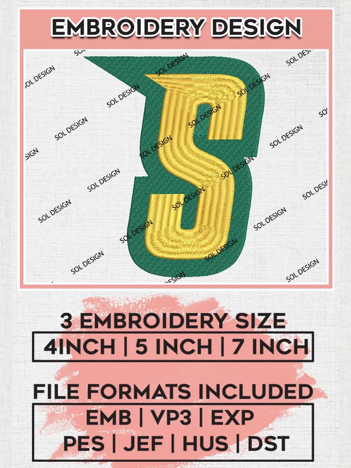 NCAA Siena Saints Team Letter Logo Embroidery Design Files, NCAA Siena Saints Machine Embroidery, NCAA Teams, 3 sizes, NCAA Machine embroidery designs, Digital Download