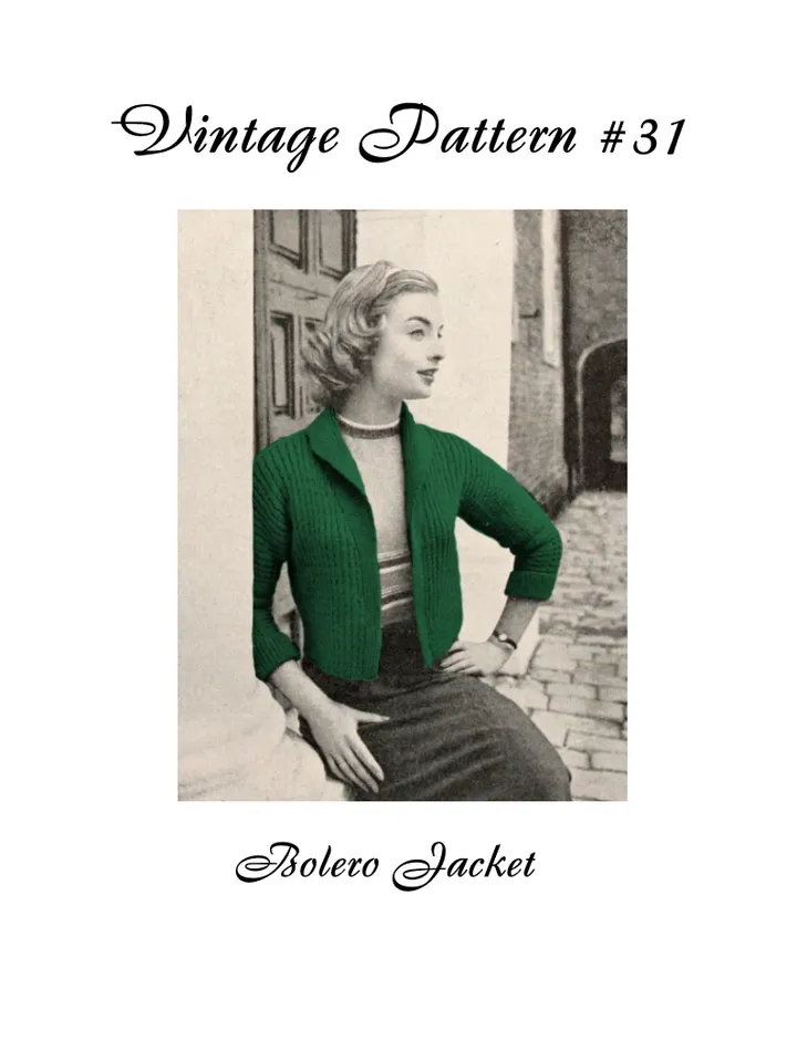 Vintage Knitting Pattern 31 Bolero Jacket Women