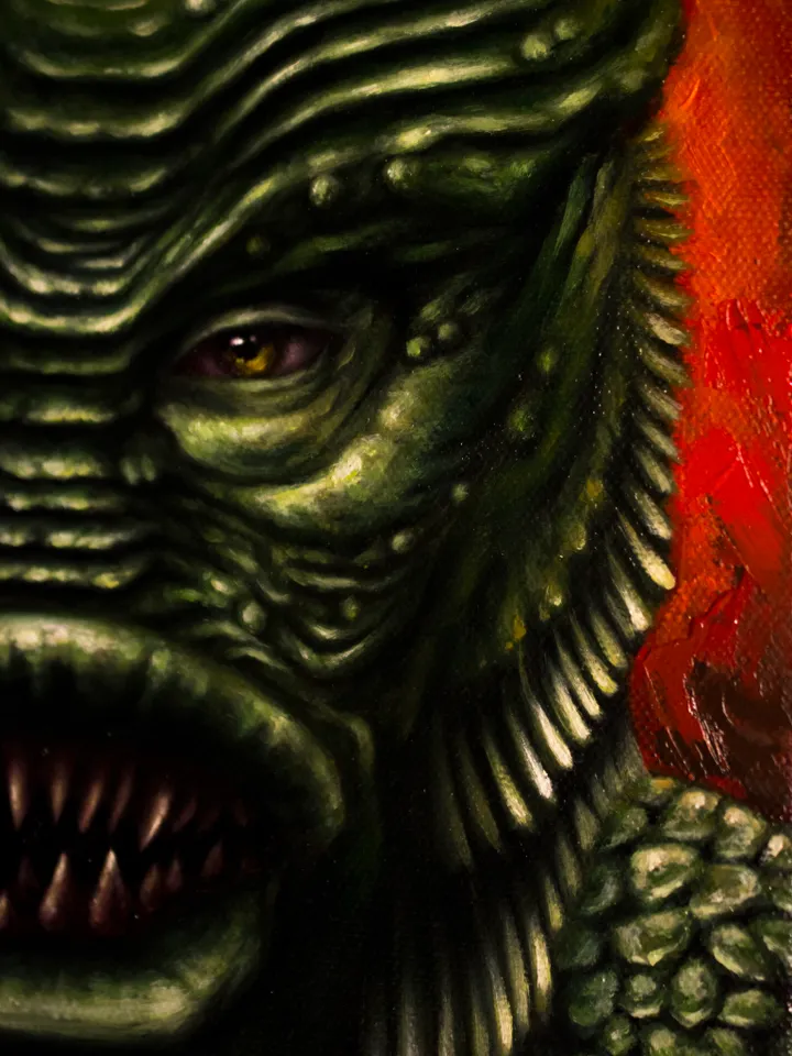 Original oil painting of Creature from the Black Lagoon
