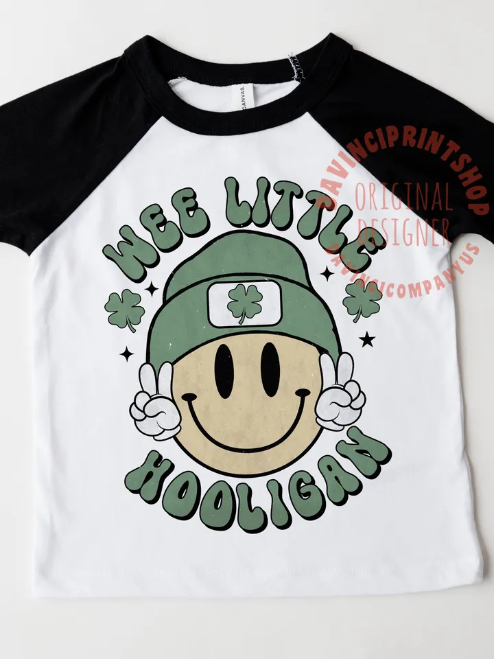 Wee Little Hooligan png, St.Patricks Day png, Shamrock png, Boy sublimation, Kid St.Patricks day png, Toddler boy png, retro png, png