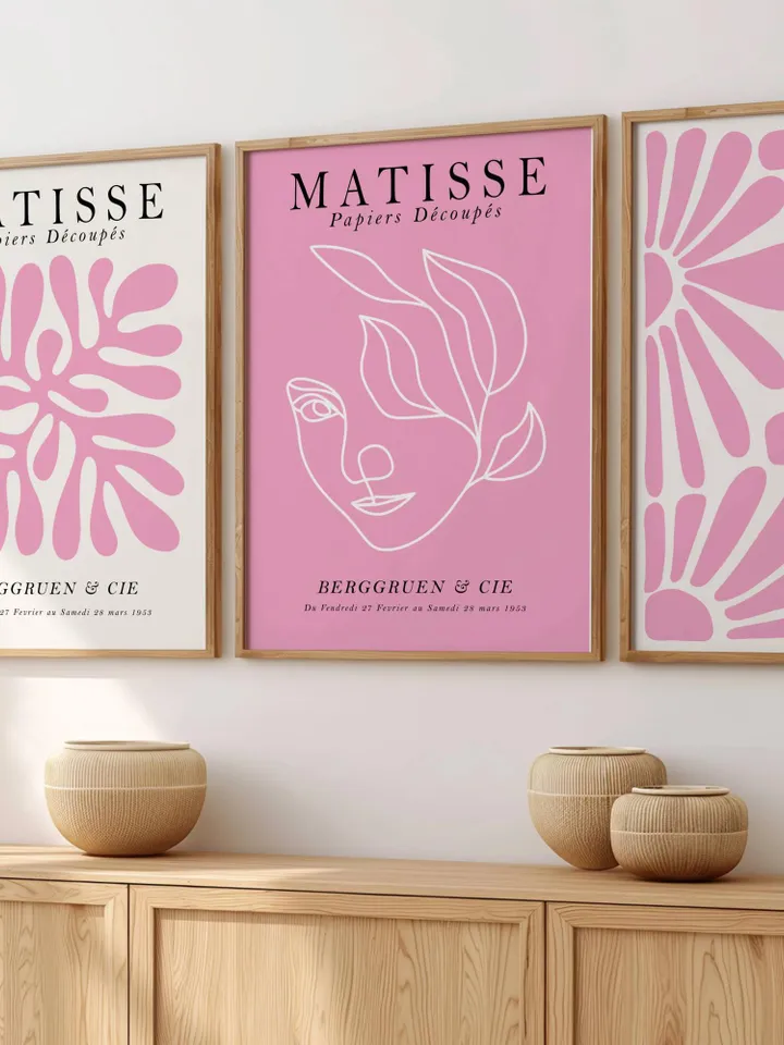 Pink Matisse Print Set: Danish Pastel Preppy Wall Art (Digital Download)
