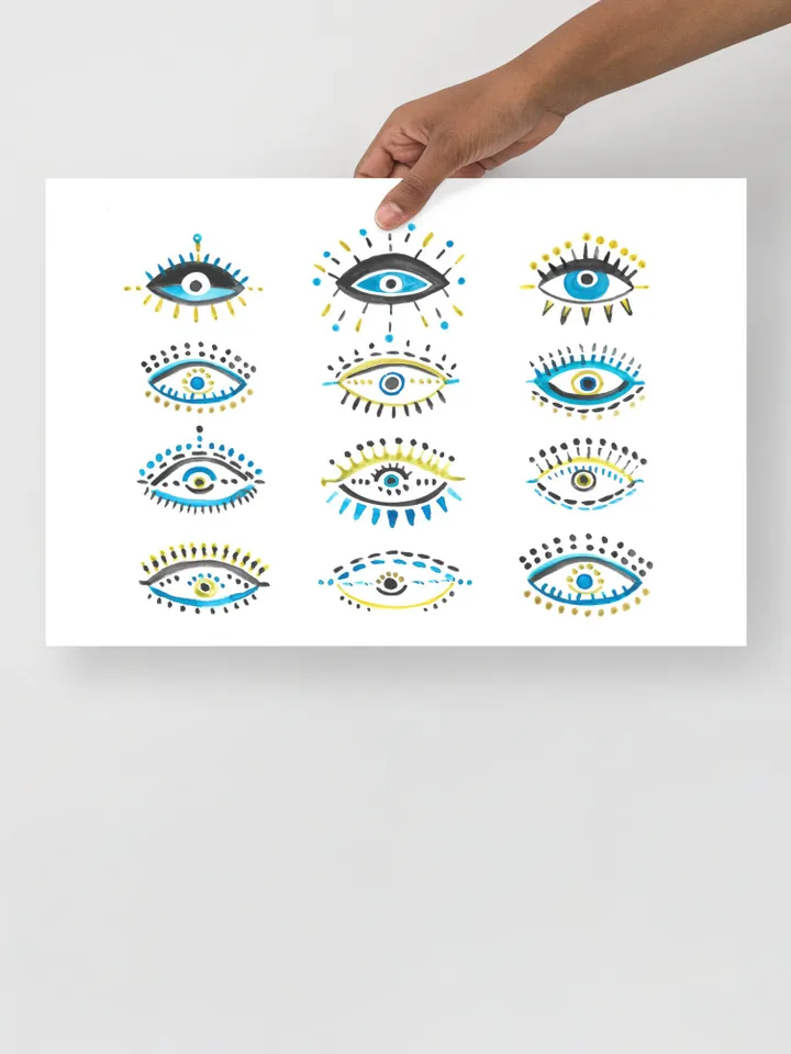Evil Eye Print Blue Evil Eye Nazar Poster Evil Eye Wall Decor Abstract Eye Drawing Boho Eye Art Print Turkish Evil Eye Art Poster