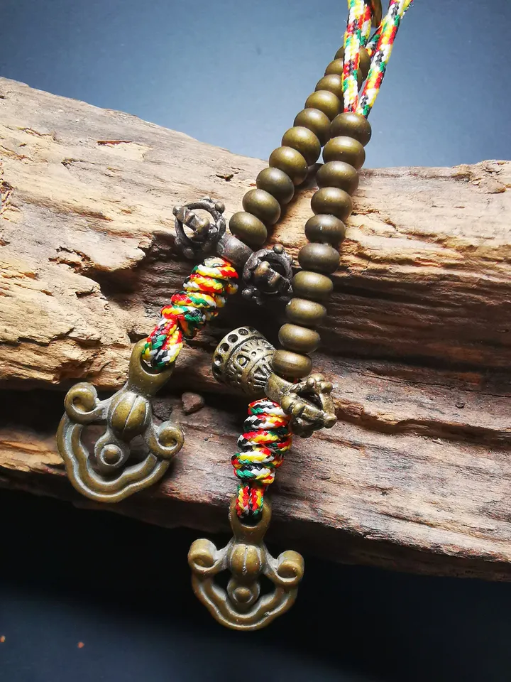 Gandhanra Handmade 5mm Tibetan Buddhist Mala Counters,Prayer Bead Counters, Carved with Dorje and Vajra / Kartika and Kila,Made of Brass