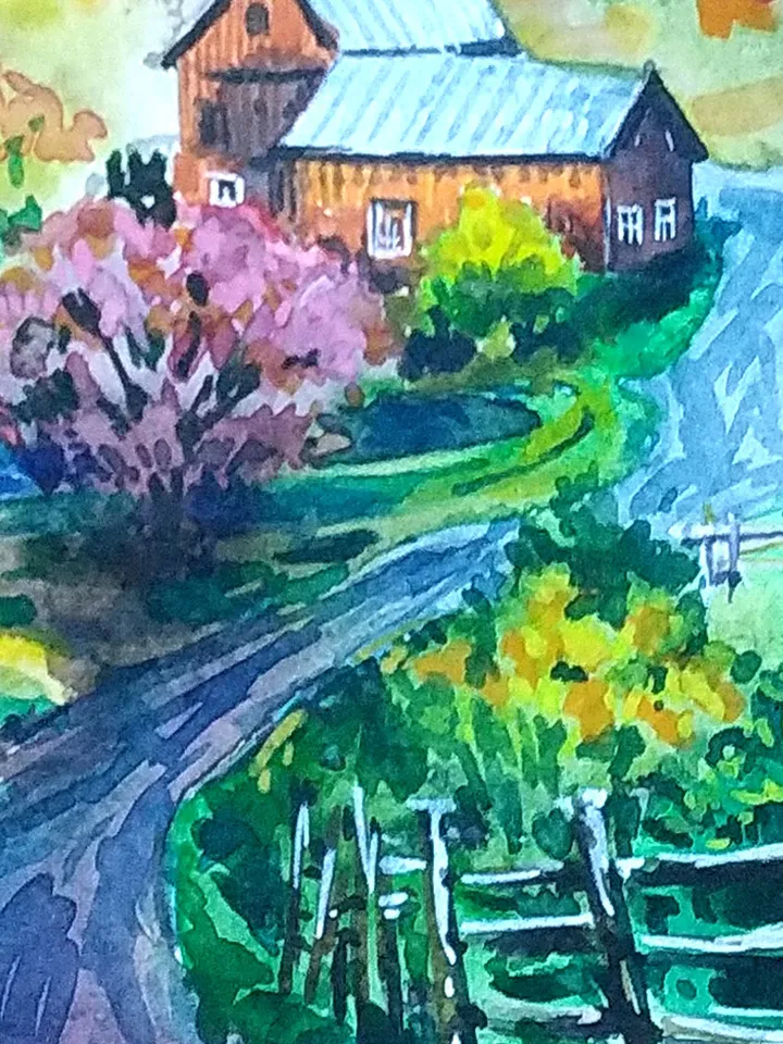 Vermont Painting Watercolor Original Art Landscape Artwork New England Painting 8 by 11 Above Bed Art by TatianaArtShop