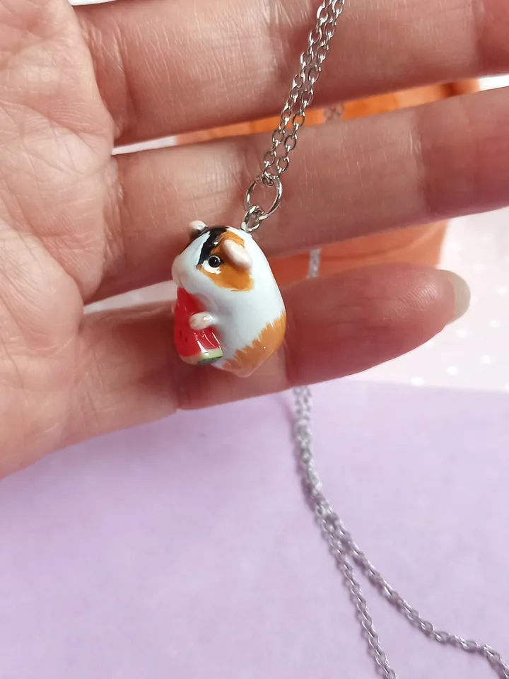 A guinea pig figurine handmade necklace (pre-order)