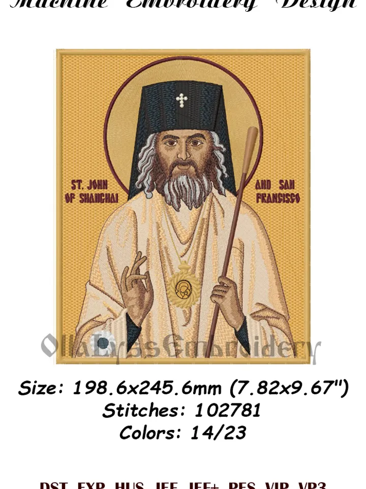 Saint John of Shanghai embroidery design