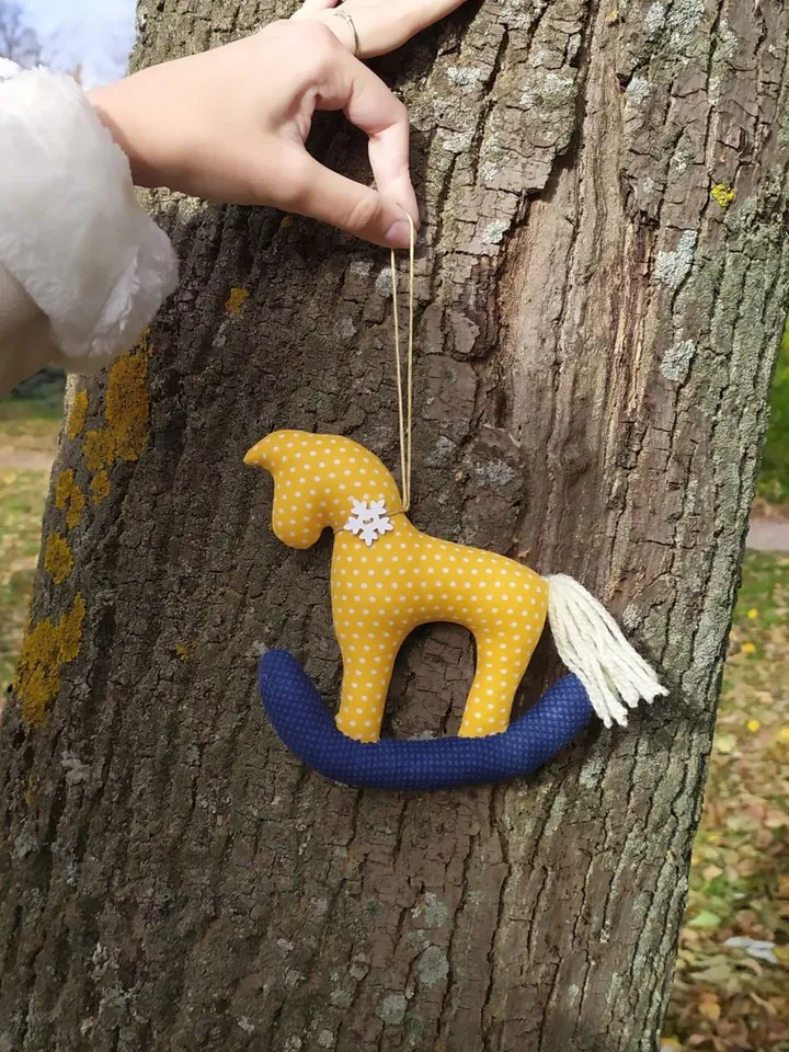 Christmas decorations, 3pcs/ Textile horse/ Christmas present
