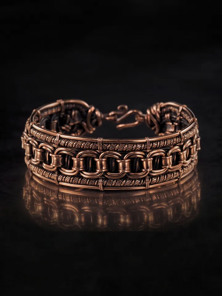 Wire wrapped copper bracelet for woman Antique style copper jewelry WireWrapArt