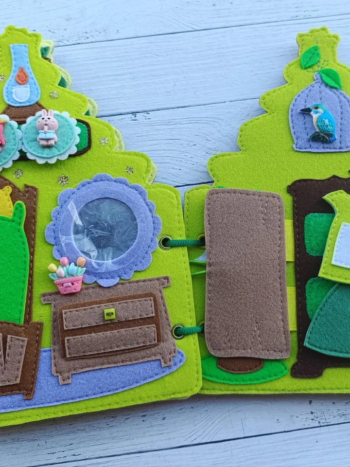 Fairy dollhouse Quiet book pattern, Felt book pattern pdf, Felt doll Pattern with clothes set, Dress up Doll, Busy book pattern for girl