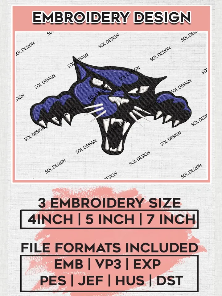 NCAA High Point Panthers Head Mascot Logo Machine Embroidery Design, NCAA High Point Panthers Team Design Design files, NCAA Team Embroidery Designs, NCAA Machine Embroidery Designs, Digital Download