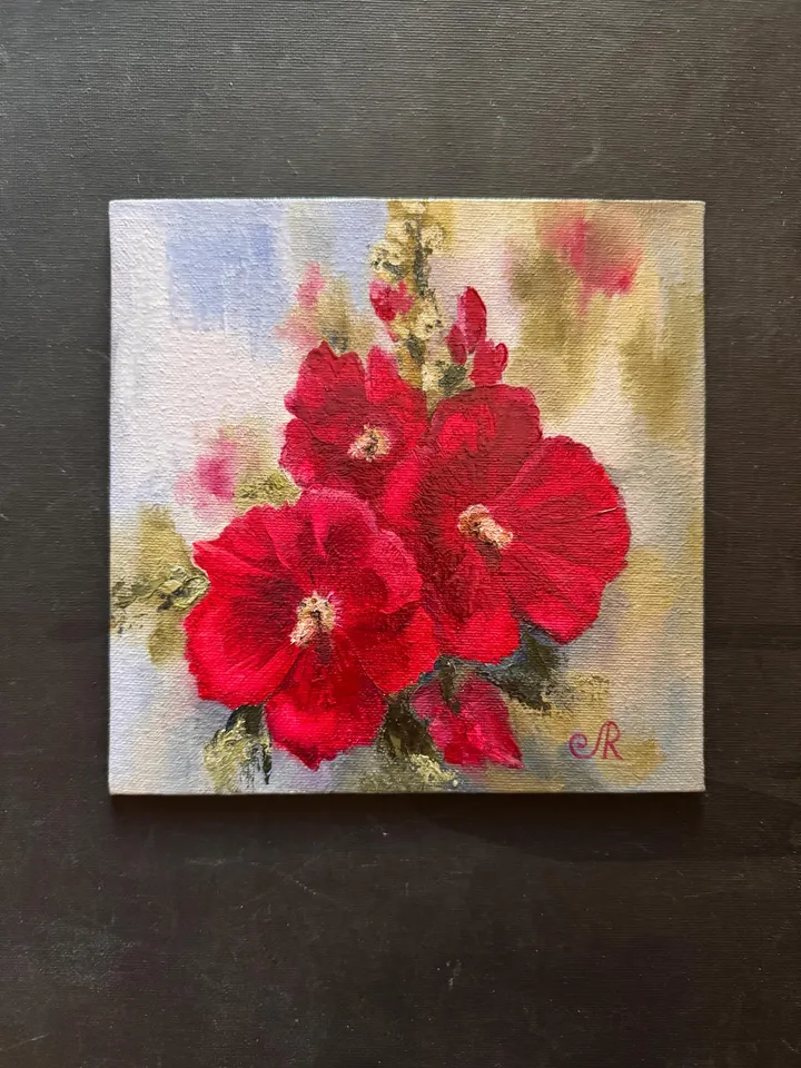 Flowers Original Painting Floral Wall Art Red Flowers Oil Art
