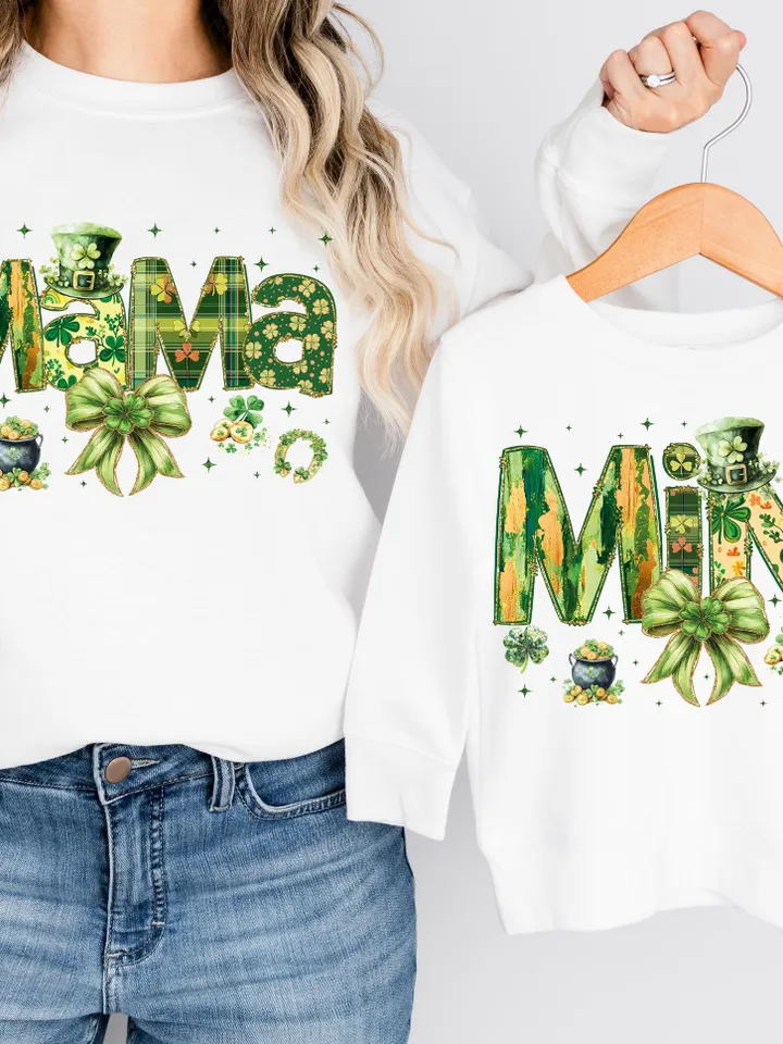 Lucky Mama St. Patrick’s PNG, Mama St. Patrick's Day Png, Mama Mini St.Patrick's png, St.Patrick Bow Png, Lucky png, Mama png, Green, retro