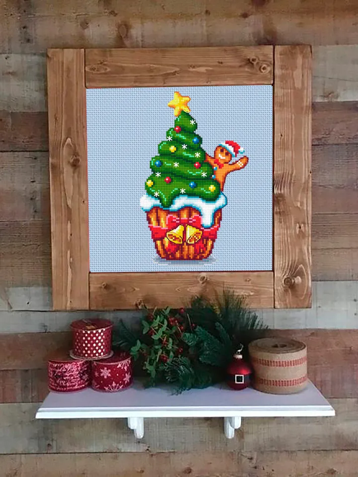 Christmas cupcake cross stitch pattern download PDF Kitchen cross stitch set, Winter holiday embroidery PDF, DIY Christmas decor #S59