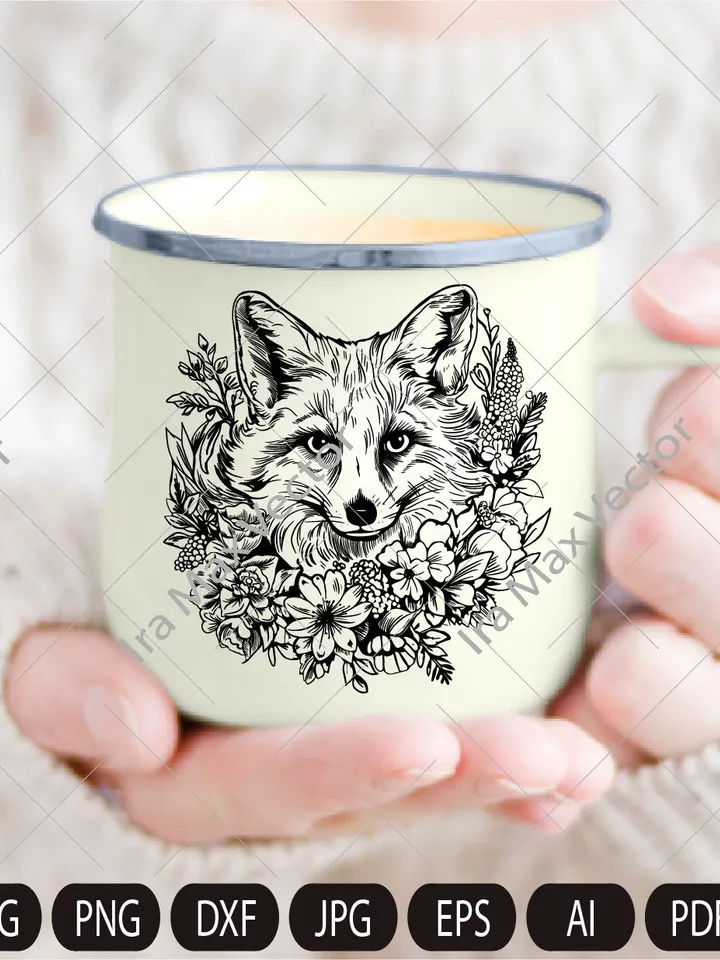 FOX Face svg /Fox in flowers/ Fox Head svg / Fox svg /Fox Mascot svg / Fox Printable / INSTANT DOWNLOAD