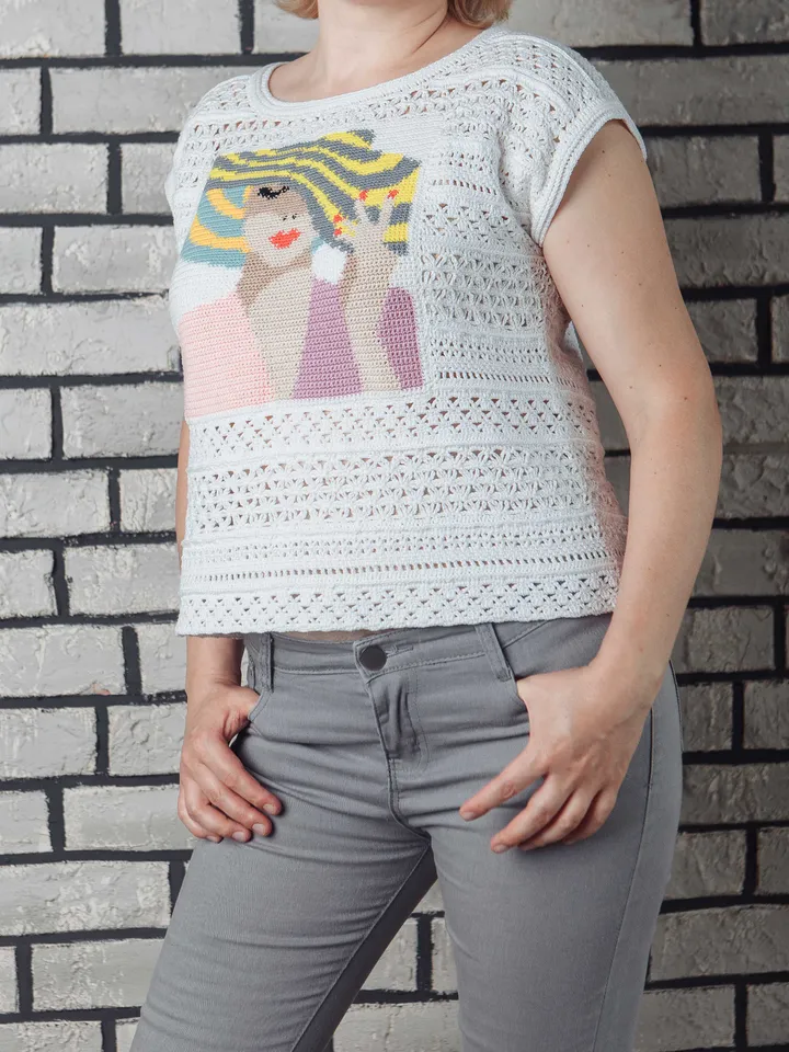 Women's Summer Top 'Lady in Hat' Crochet Pattern