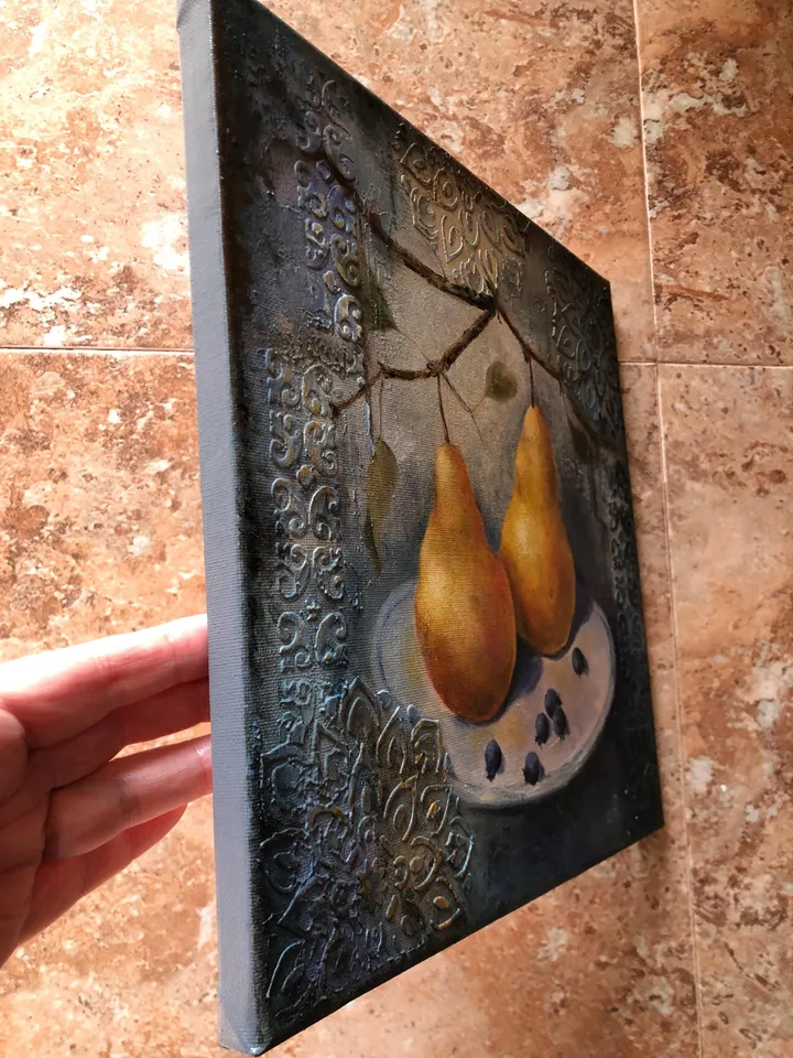 Fruits Original Painting Pears Oil Wall Art Still life Fruits Art