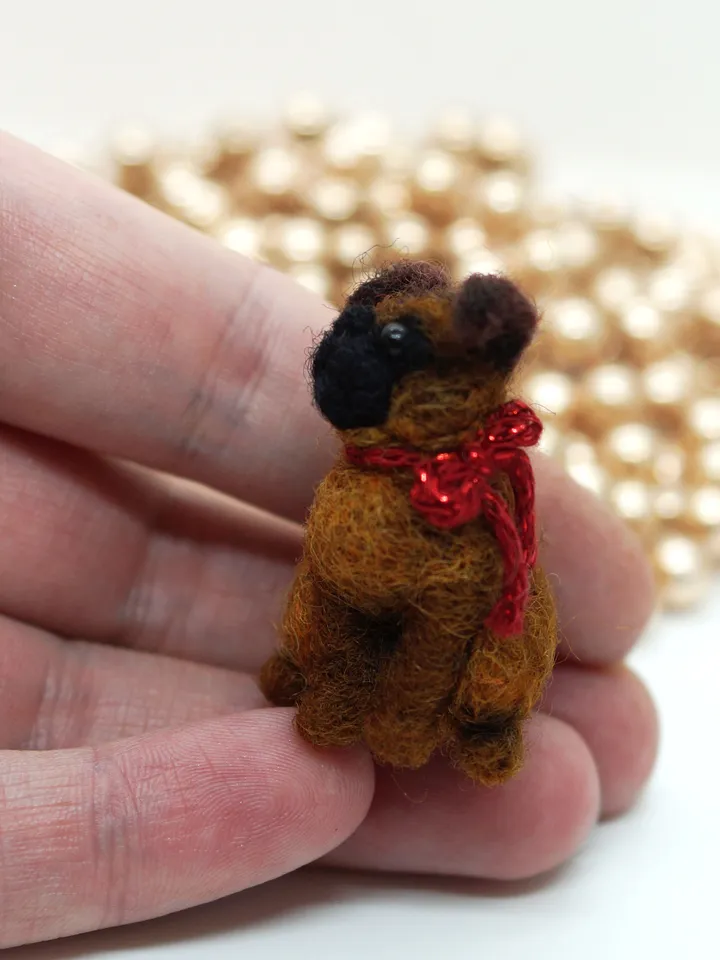 Needle felted Brussels Griffon miniature, pet portrait, tiny dog
