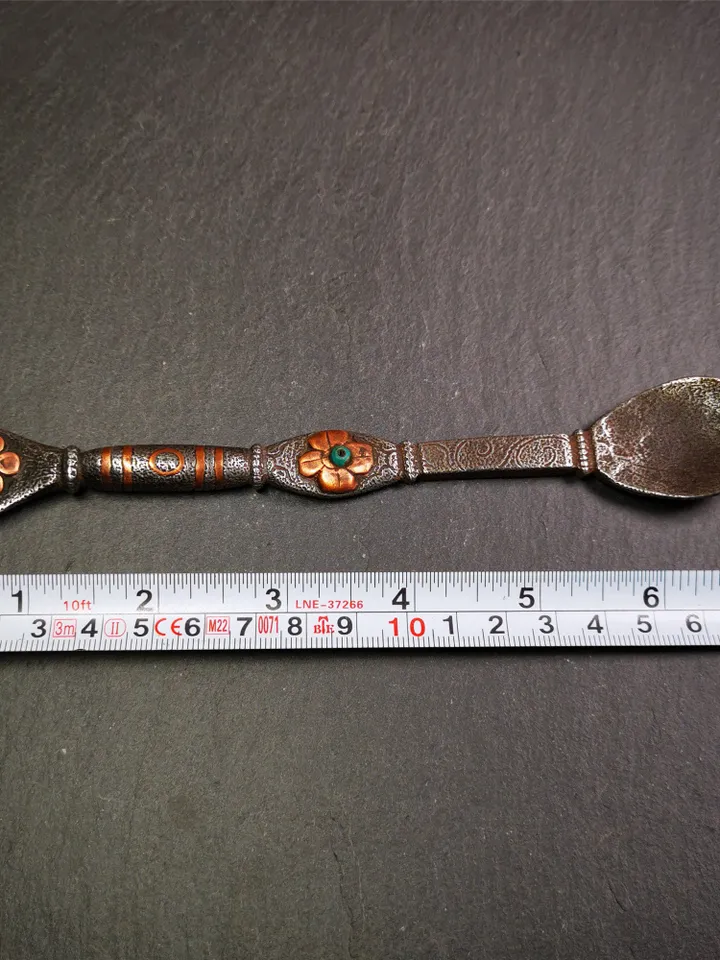 Gandhanra Handmad Tibetan Buddhist Tsog Offering Spoon,Serving Ritual Implement for Worship Ceremony,7.1&quot;