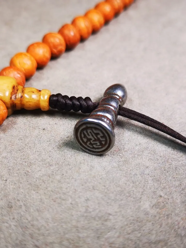 Gandhanra Handmade Tibetan Amulet,Stupa Pagoda Stamp Pendant Bead,Spacer Bead for Mala,Bag Hanging,Prayer Bead Accessories,1.0" × 0.3"