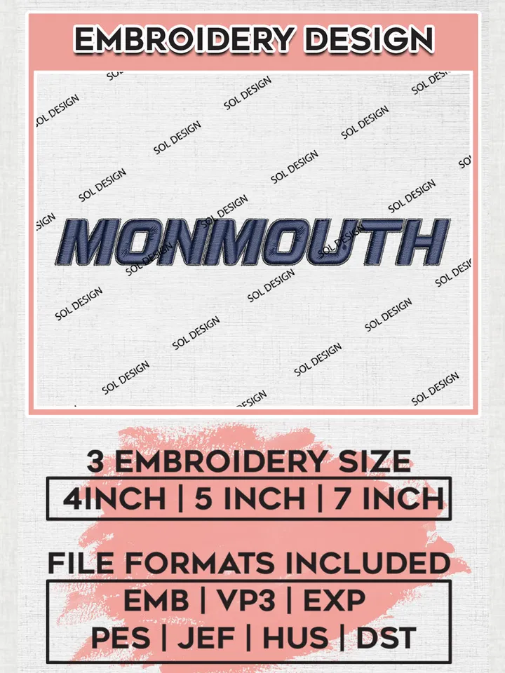 NCAA Monmouth College Football Team Writing Logo Embroidery Design Files, NCAA Monmouth Hawks Machine Embroidery, NCAA Teams, Game Day, 3 sizes, NCAA Machine embroidery designs, Digital Download
