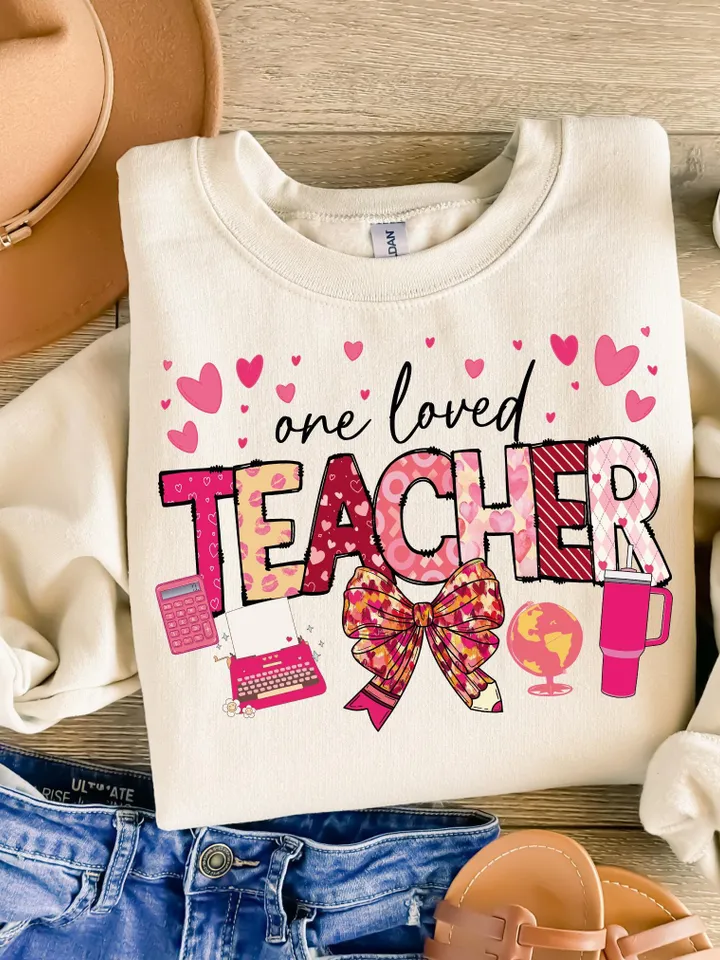 Teacher Valentine Png, Loved Teacher Png, Valentine's Day Teacher Png, Teacher Coquette Bow Png, Valentine Teacher Png, Retro Teacher Png