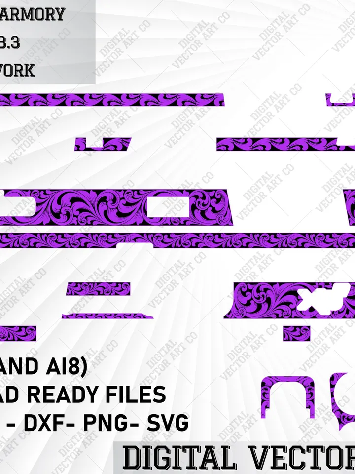 Springfield Armory XDs 9  3.3 Scroll Work laser engraving svg file