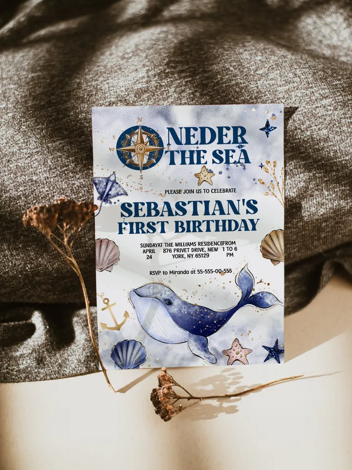 Editable ONEder the Sea First Birthday Invitation; Under the Sea Party; Ocean Party Birthday Template Instant Download;