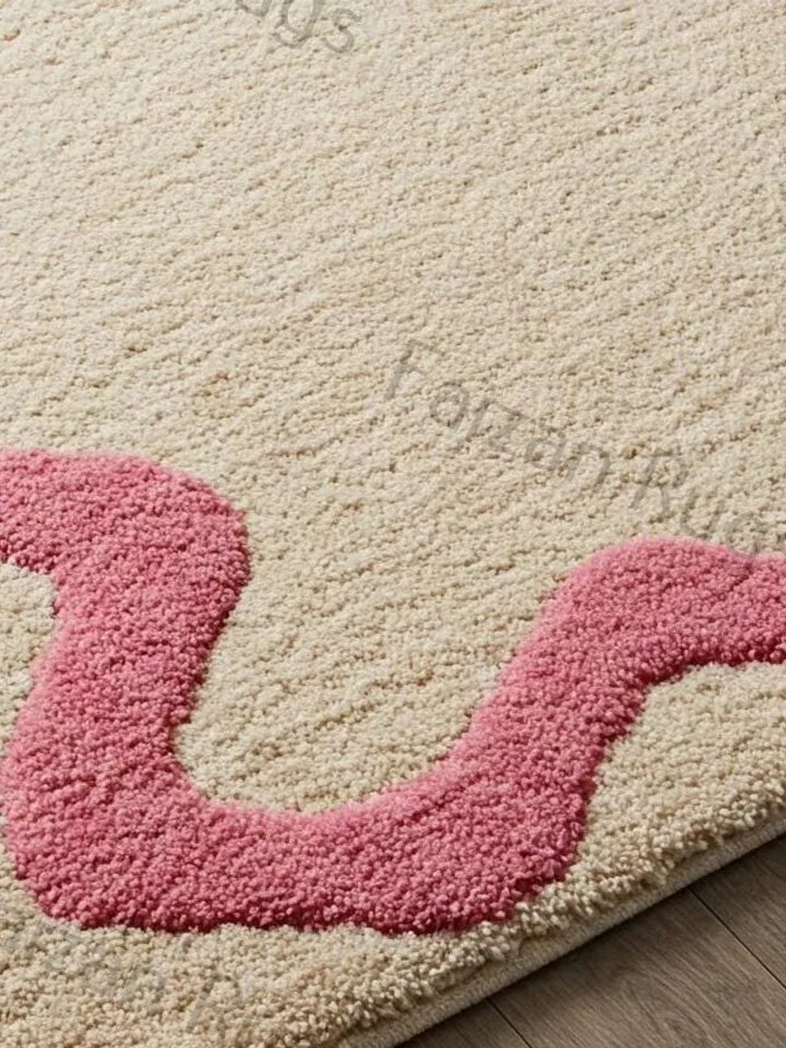 8x10 Wavy Border Rug, Soft Aesthetic Kids Rug, Large Area Rug, Home Décor, living room rug, Dining decor, Bedroom rug, 3x5,4x6,9x12,10x14