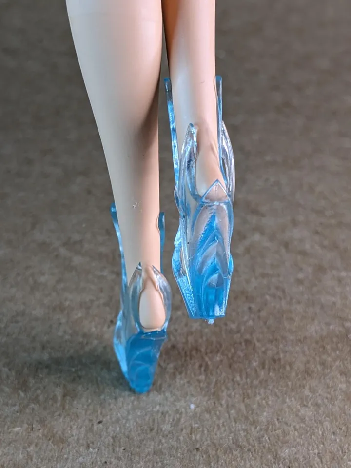 Blue transparent wedge sandals for 1/6 scale female dolls
