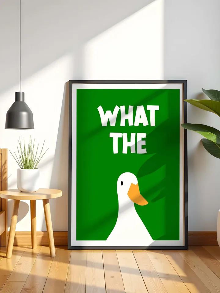 What the Duck Poster Funny Bathroom Wall Art Printable Duck Quote Digital Humor Sign Quirky Toilet Decor Instant Download Digital dark green