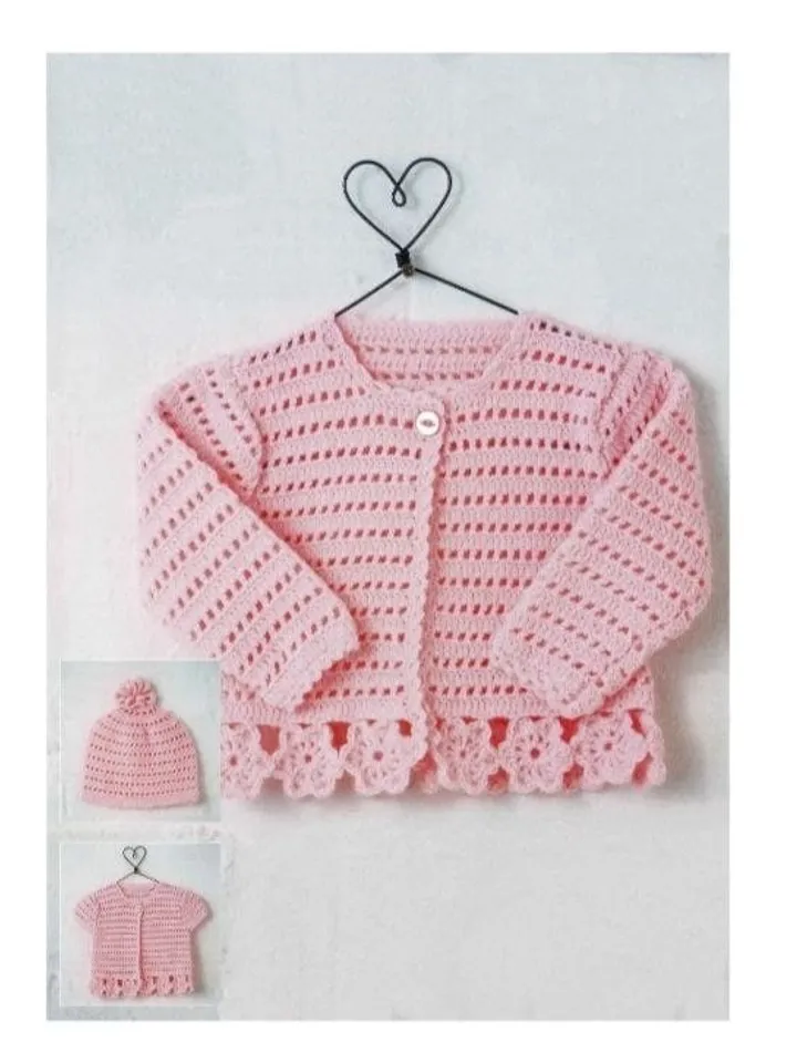 Baby cardigan crochet pattern, lace baby cardigan pdf, set baby crochet